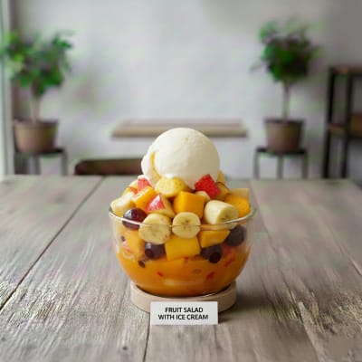 fruit salad with ice cream