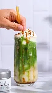Ice matcha caramel
